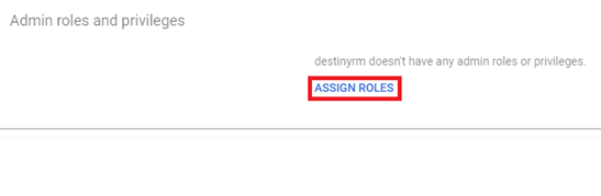 Admin roles and privileges with ASSIGN ROLES highlighted